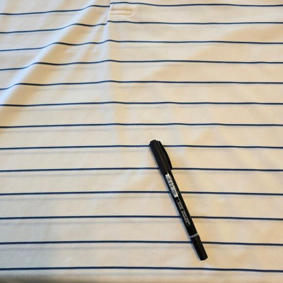 Turtleson Tour Performance Polo Men's L Blue White Stripe Monogram Golf READ - Picture 6 of 8